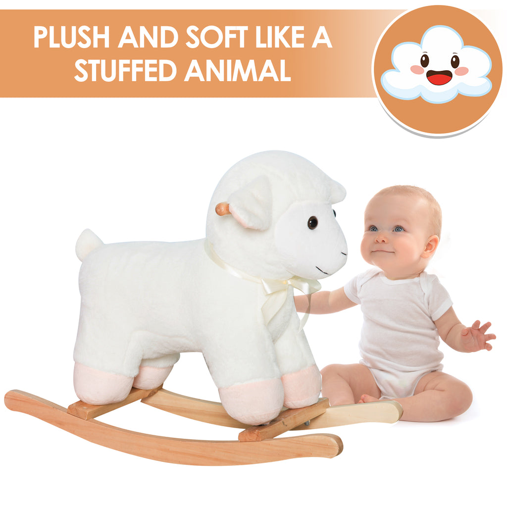 Kids Lamb Rocking Horse with Wood Base