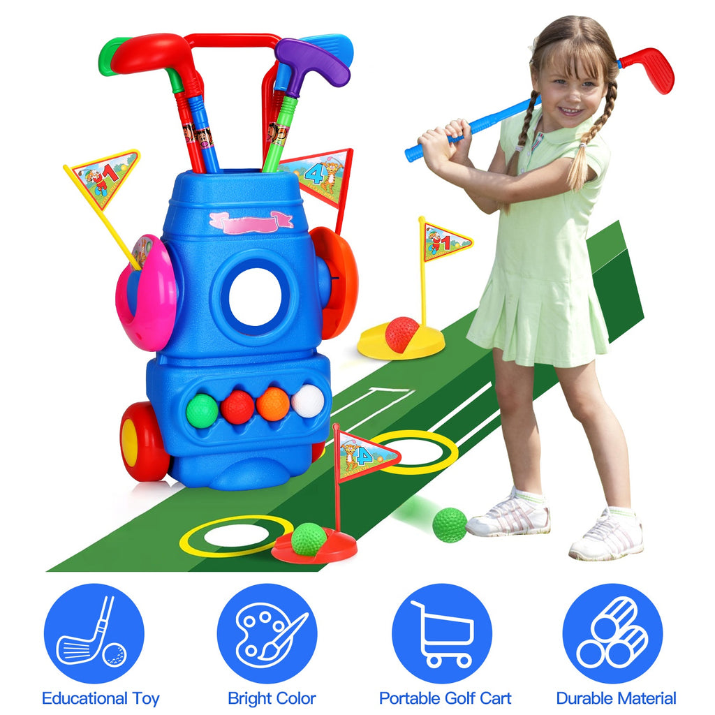 Kids Golf Toy Set with Portable Cart