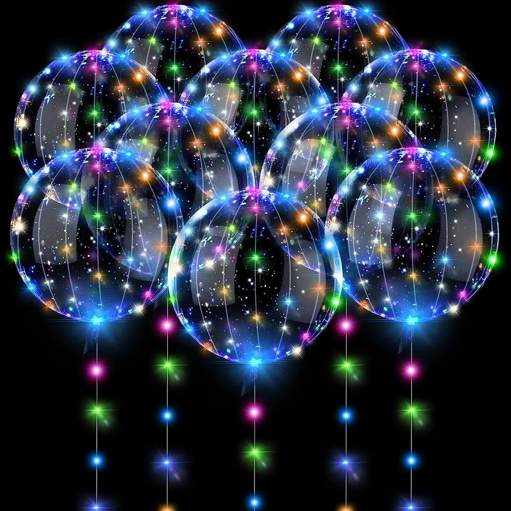 Clear LED Light Up Glow Balloons 10pcs