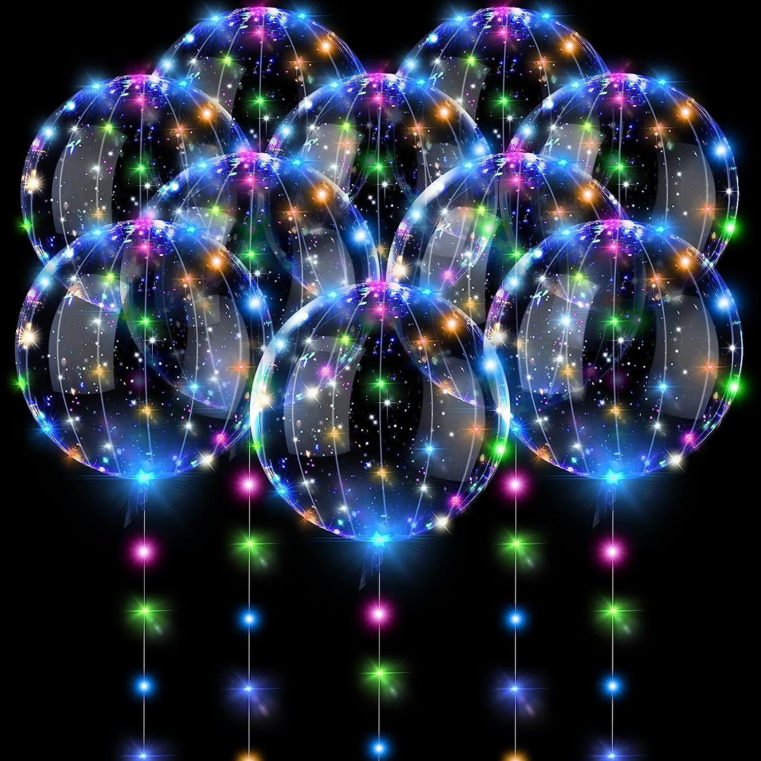 Clear LED Light Up Glow Balloons 10pcs