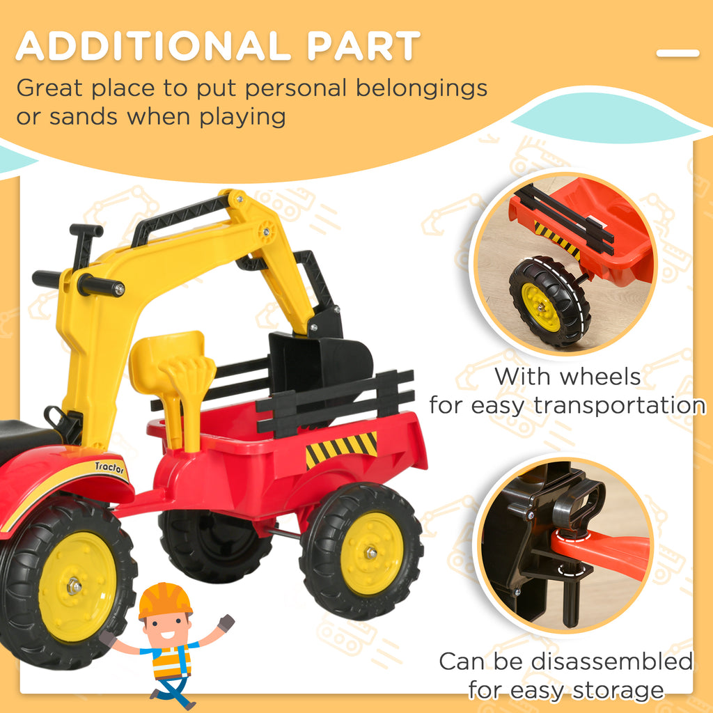 Kids Ride-on Excavator Digger with Trailer
