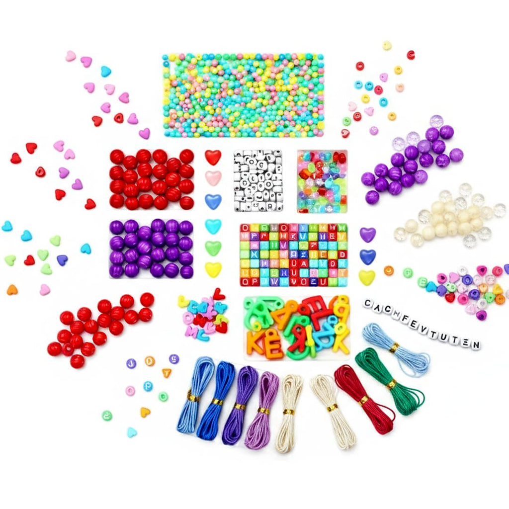 Friendship Bracelet Kit 1140 pcs for kids ages 6–10 – DIY jewelry making set with colorful beads, letters, hearts, and stars for creating bracelets, necklaces, and accessories. Encourages creativity, patience, fine motor skills, and screen-free self-expression with safe non-toxic materials.