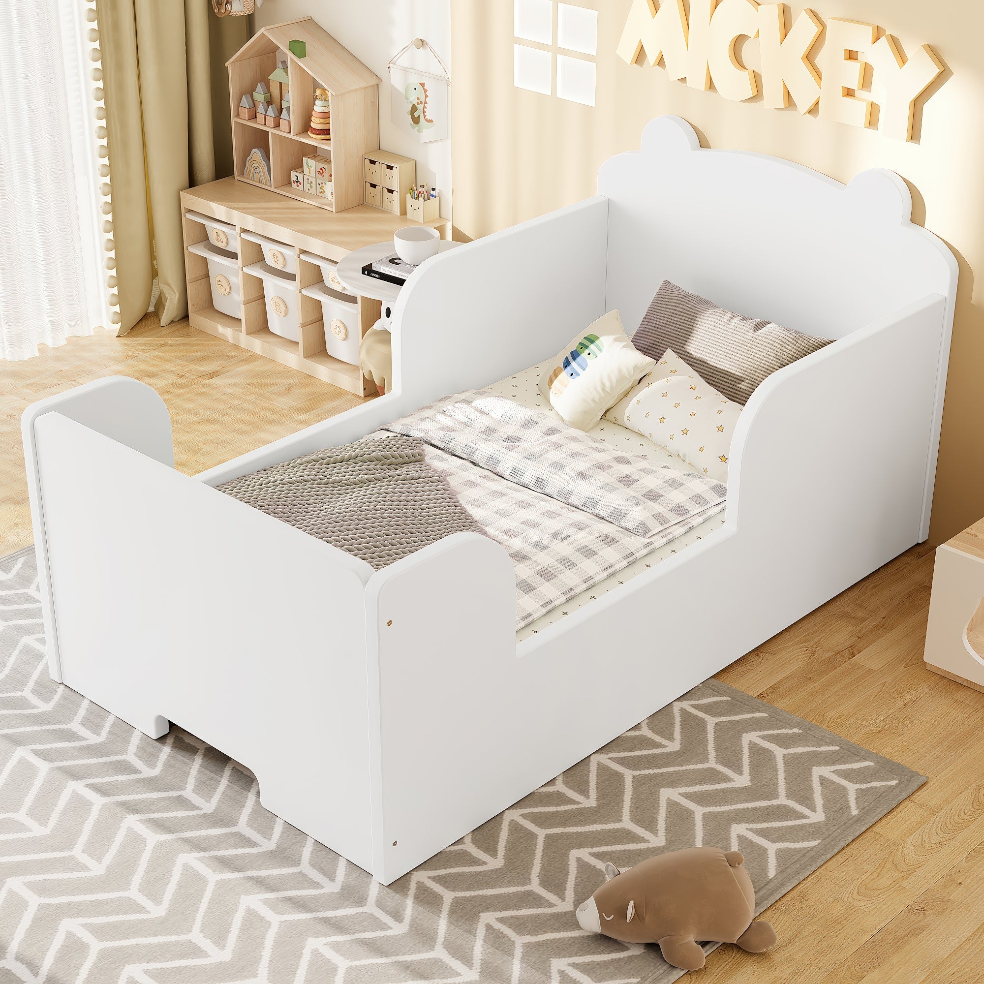 Bear Shaped White Cot Bed