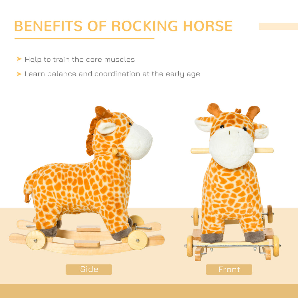Kids Giraffe Rocking Horse and Rolling Ride-On