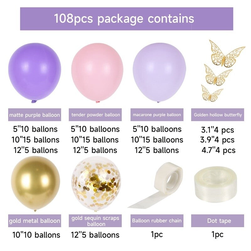 Purple & Pink Butterfly Balloon Arch Kit