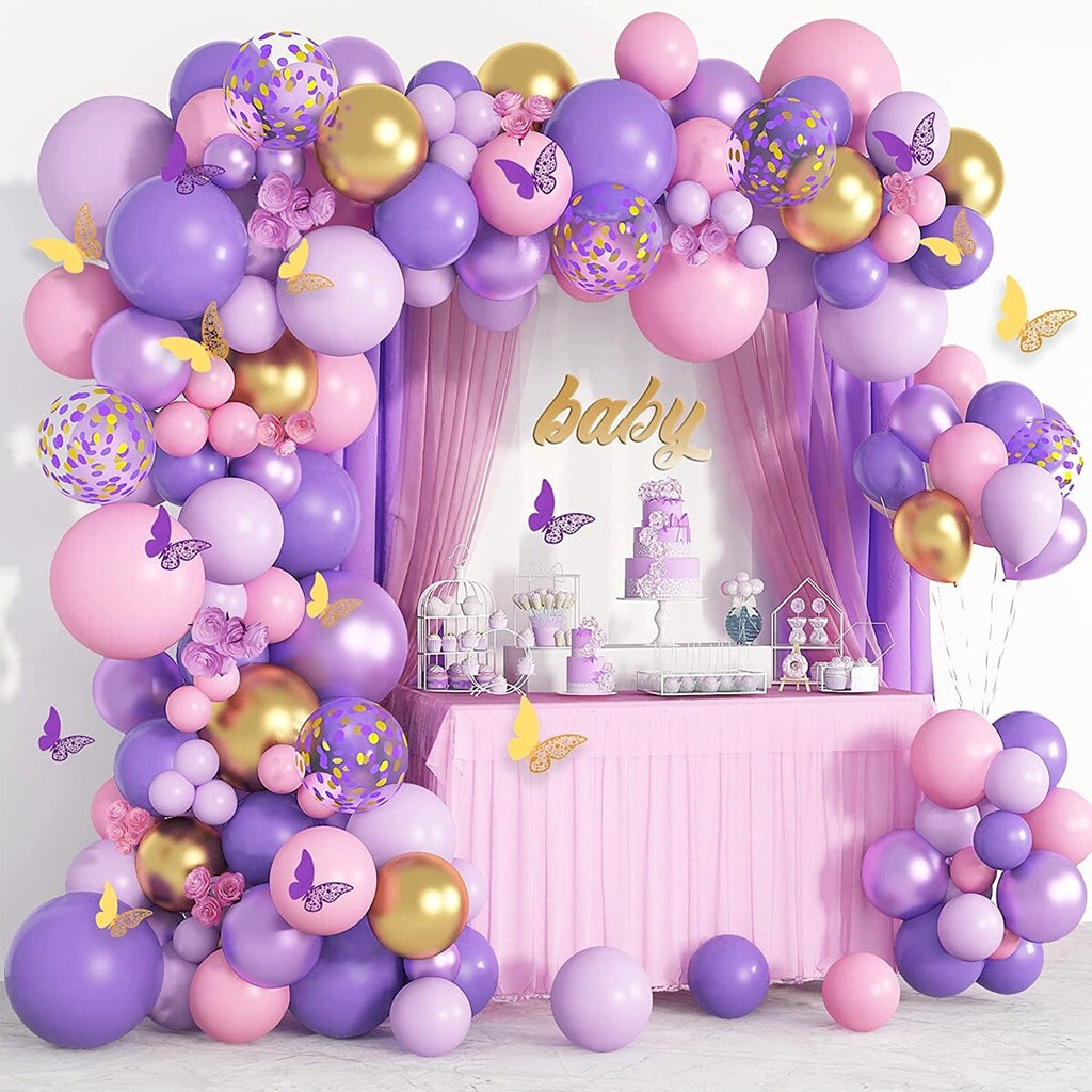 Purple & Pink Butterfly Balloon Arch Kit
